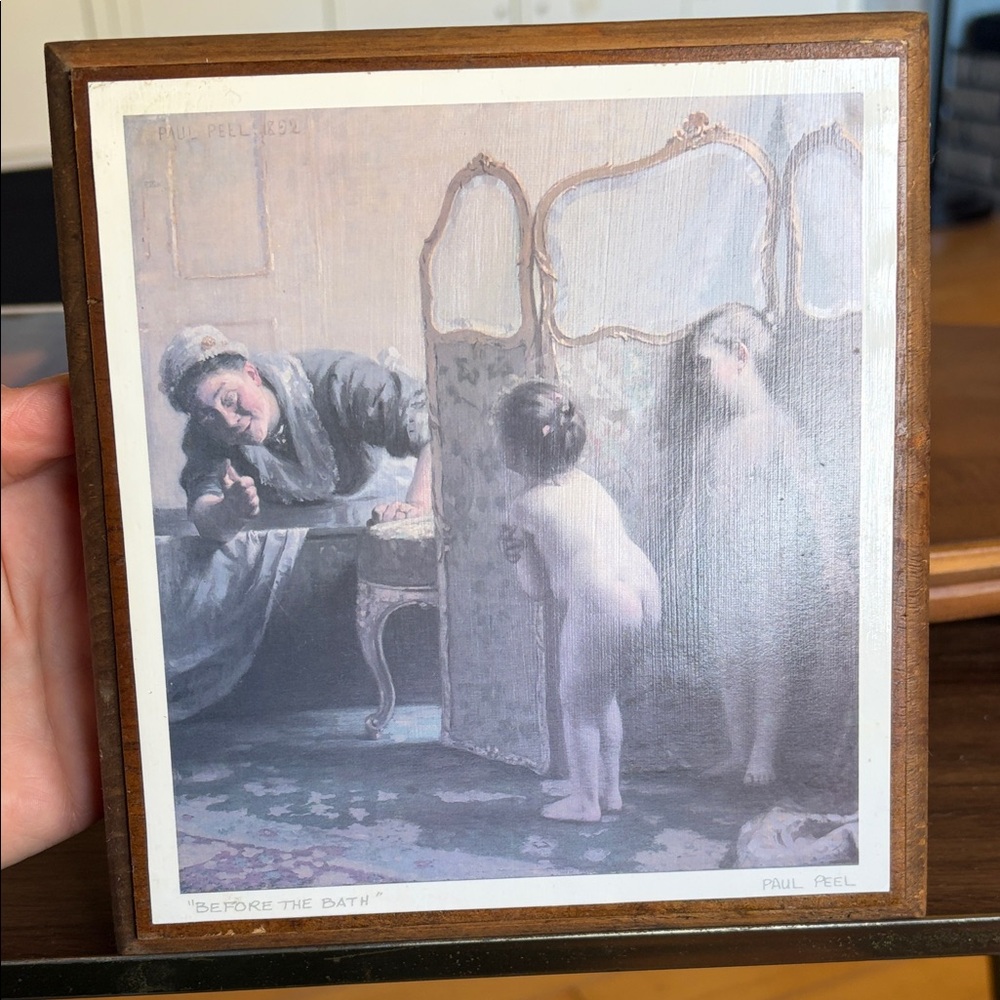 2 Art Prints mounted on board -Paul Peel “After the bath” and “Before the Bath” - Picture 4 of 12